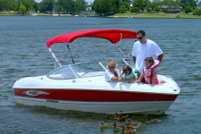 3-Bow Round Tube Bimini Top w/Optional Rear Brace Kit & Stainless Steel Fittings - Stingray Boat