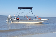 3-Bow Round Tube Bimini Top - 1996 Carolina Skiff J16 - A6057TB - Sunbrella Jet Black