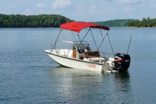 3-Bow Round Tube Bimini Top - Boston Whaler Center Console - Sunbrella Red