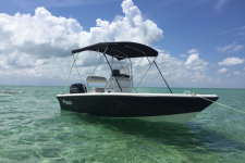 4-Bow Round Tube Bimini Top w/ Stainless Steel Fittings w/ Brace Kit -  60" H x 79"-84" W x 8'L - Sunbrella - Jet Black - Mako 19 CPX