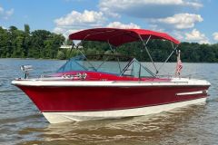 4-Bow Round Tube Bimini Top w/ Optional Brace Kit - 4S3675UB - 1988 Century Coronado - Sun-DURA Red