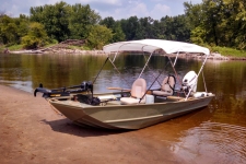 4 Bow Round Tube Bimini Top w/Rear Brace Kit and Stainless Steel Fittings - 2010 Crestliner 1648MT