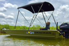 3-Bow Round Tube Bimini Top - Sunbrella - Jet Black - Tracker 1448 A6063UB