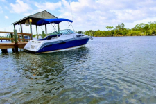 4-Bow Round Tube Bimini Top - Sunbrella - Pacific Blue - 1989 Regal Valanti 225