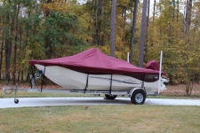 2014 Carolina Skiff 198 DLV - Custom Fit Boat Cover - Sun-DURA, Maroon