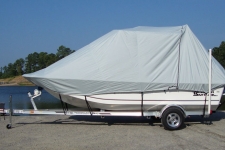 Rounded Bow Center Console Boat w/T-Top Side View, Specialty, Poly-Guard, Haze Gray