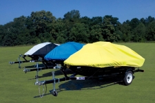 Personal Watercraft Cover - Poly-Guard Yellow, Caribbean Blue and Striped Black/Haze Gray