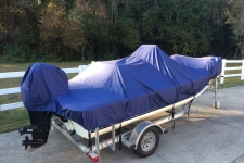 2010 Carolina Skiff JVX  - Styled to Fit Boat Cover - Narrow Center Console Bay Style Fishing Boats w/ Shallow Draft Hull style