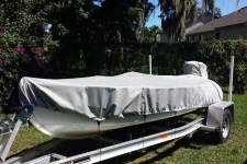 Feathercraft 4 - Styled to Fit boat Cover - V-Hull Fishing Boat style in Sun-DURA Mist Gray