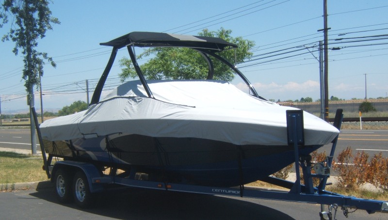 EliteShield Trailerable Boat Cover For Tige 21v With Wakeboard Tower - 21.5'